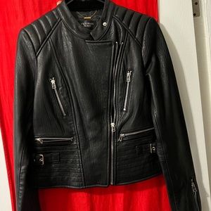 Victoria’s Secret Black Moto 100% Leather Jacket, S